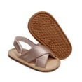 thumbnail image 3 of Aayomet Boys Girls Open Toe Solid Shoes First Walkers Shoes Summer Toddler Flat Sandals Simple Sandal,Gold 4, 3 of 4