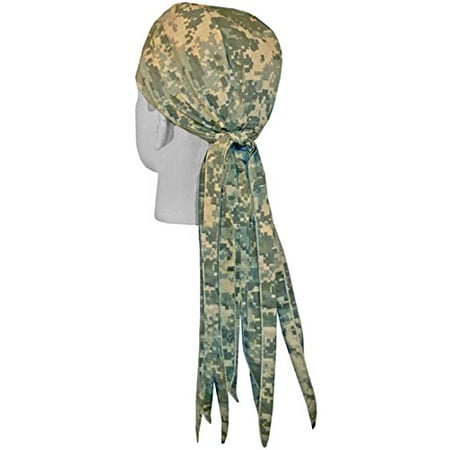 Doo Rag Skull Cap Bandana Headwrap Do Du Rag LONG TAILS Made in the USA (Digital Camouflage with