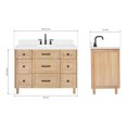 thumbnail image 5 of ARIEL Monroe 48 Inch Single Oval Sink Bathroom Vanity With Carrara White Quartz Countertop 1.5 Inch Edge In Oak, 5 of 8