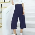 thumbnail image 2 of Women's Casual Pants Summer Loose High Waist Wide Leg Straight Cropped Trousers Thin Comfortable Everyday Wear, 2 of 5