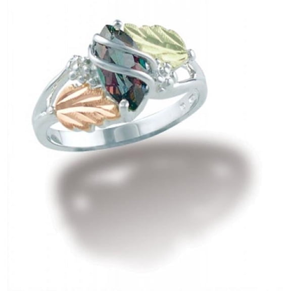 Black Hills Gold Silver Mystic Fire Ring - Size 8
