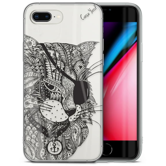 Case Yard iPhone-8-Plus Case Clear Soft & Flexible TPU Ultra Low Profile Slim Fit Thin Shockproof Transparent Bumper Protective Cover Drop Protective Cell Phone Cases (Bad Cat)