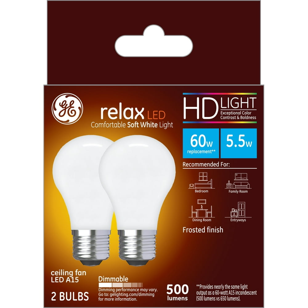 GE LED 5.5W (60W Equivalent) HD Relax Soft White A15 Ceiling Fan