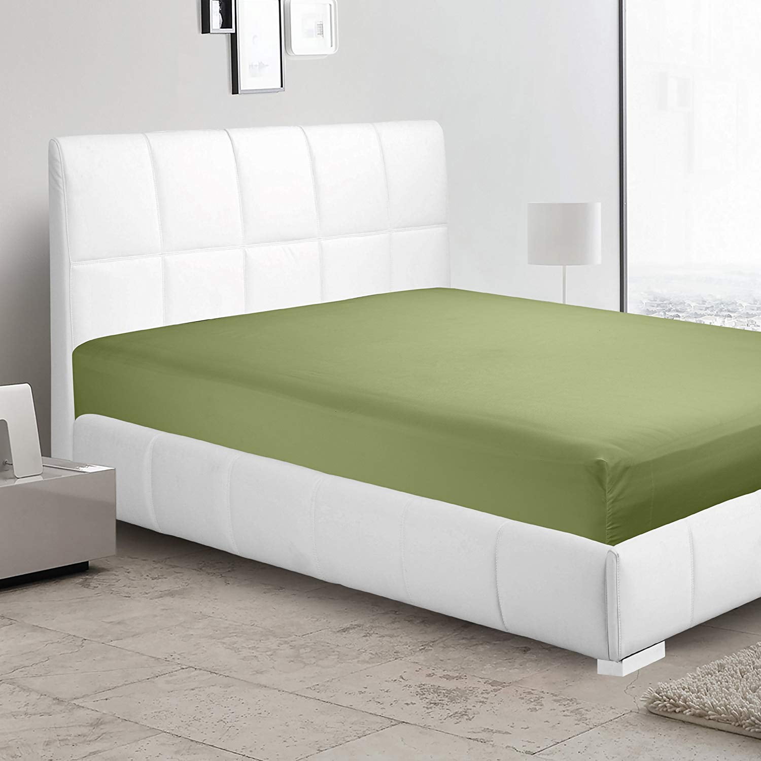 Clara Clark Premier 1800 Collection Single Microfiber Fitted Sheet, Twin XL Size, Calla Green