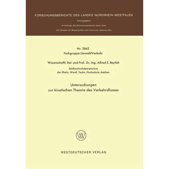 Untersuchungen Zur Kinetischen Theorie Des Verkehrsflusses, (Paperback)