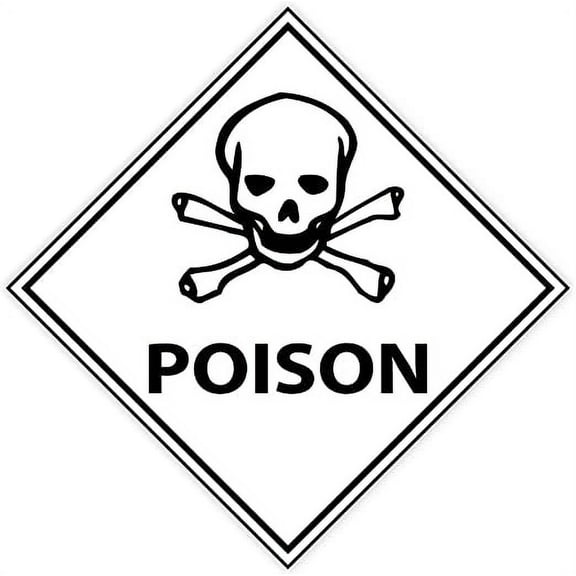 Warning caution poison danger sign sticker decal 4" x 4"