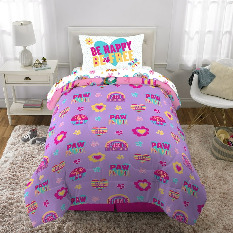 PAW Patrol Kids Pink Twin Bed in a Bag, 5Pc Bedding Set, Comforter