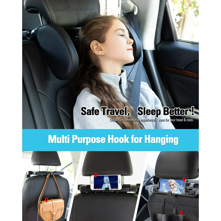 Spurtar Car Headrest Pillow, Kids Travel Pillow, Head Support for Car Seat,  360° Adjustable Car Neck Pillow, Car Pillow for Kids and Adults, Road Trip