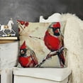 thumbnail image 2 of SHANXI Vintage Watercolor Red Birds Pillow Covers Linen Cardinal Bird Pattern Decorative Pillowcase Decor Home Cushion Cover for Sofa 12x12in, 2 of 5