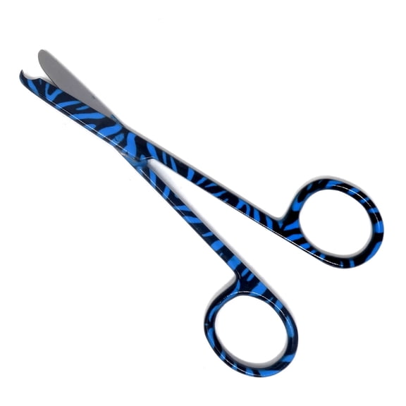Embroidery Sewing Scissors, One Hook Blade, Stainless Steel 4.5" Seam Ripper, Blue Zebra