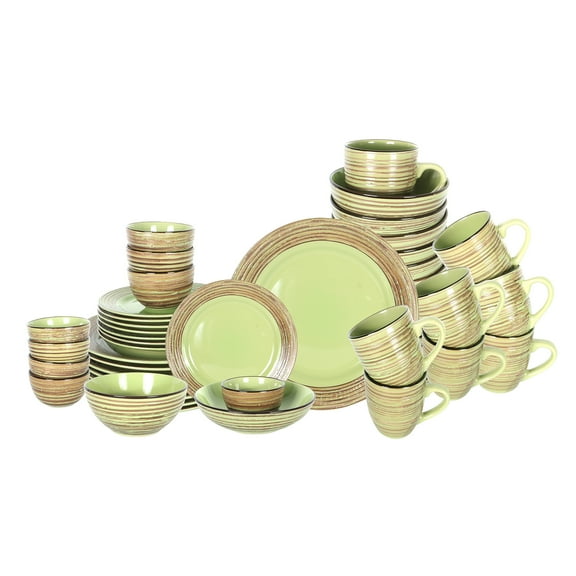 48-Piece Ceramic Cutlery Set - Serves 8 - Microwave and dishwasher available,Green