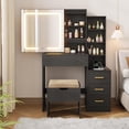 thumbnail image 3 of QinaQin 3 Lighting Modes Vanity Desk with Sliding Mirror, Black, 3 of 9
