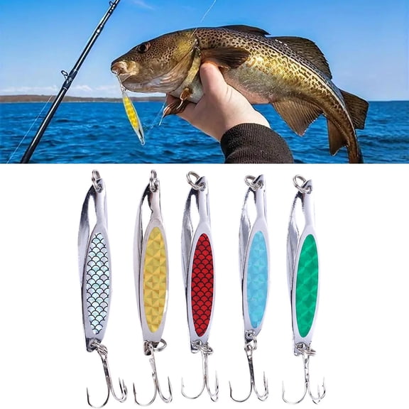 5 Pcs Metal Jigging Lures, Slow Pitch Jig Hard Lure for Saltwater and Freshwater Fishing - 7cm/28g Swimbait with 3D Eyes for Grouper, Snapper, Bass, Trout (Assorted Colors)