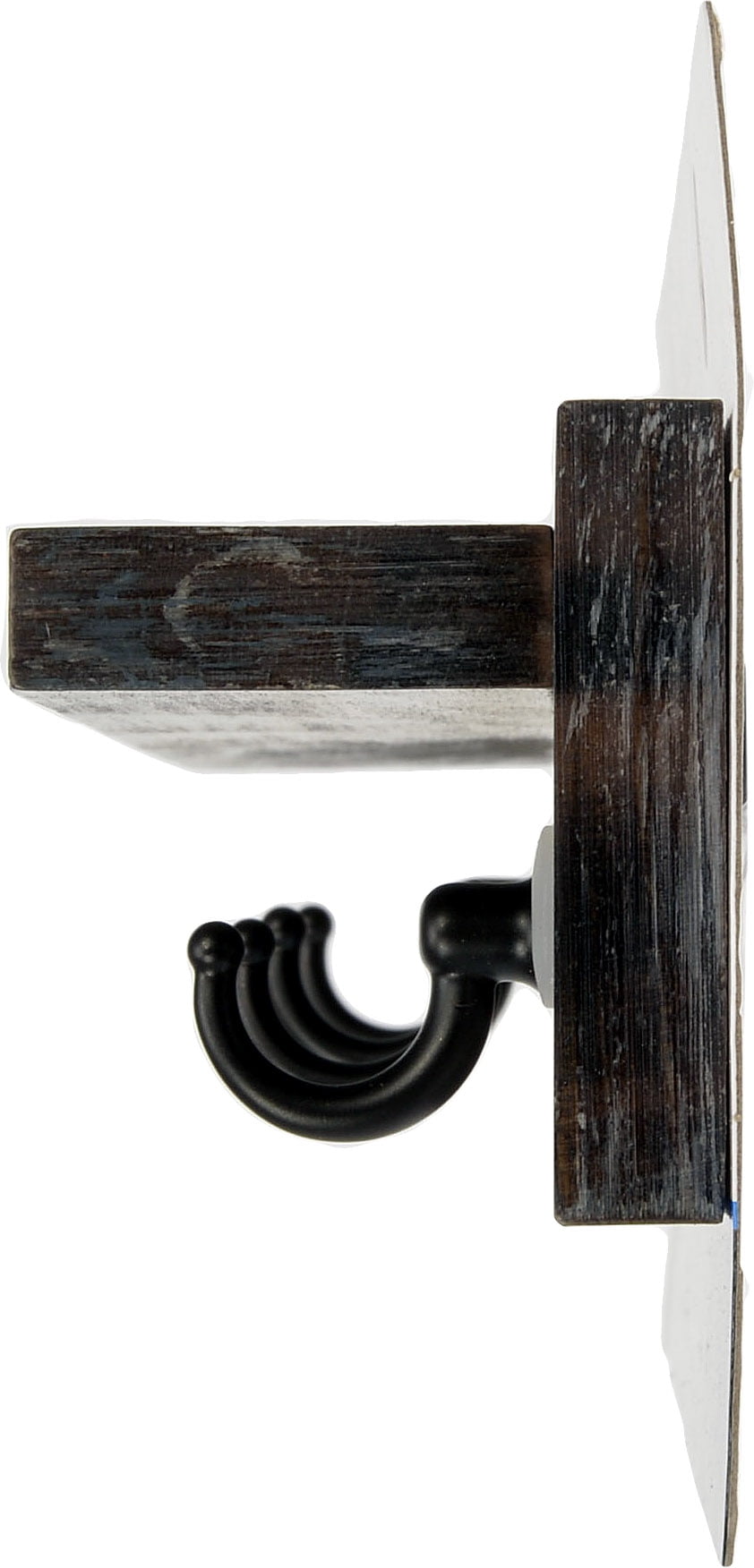 Mainstays 10 Inch Wooden Hookboard with Shelf, 4 Metal Hooks, Includes Mounting Hardware, Antique Grey