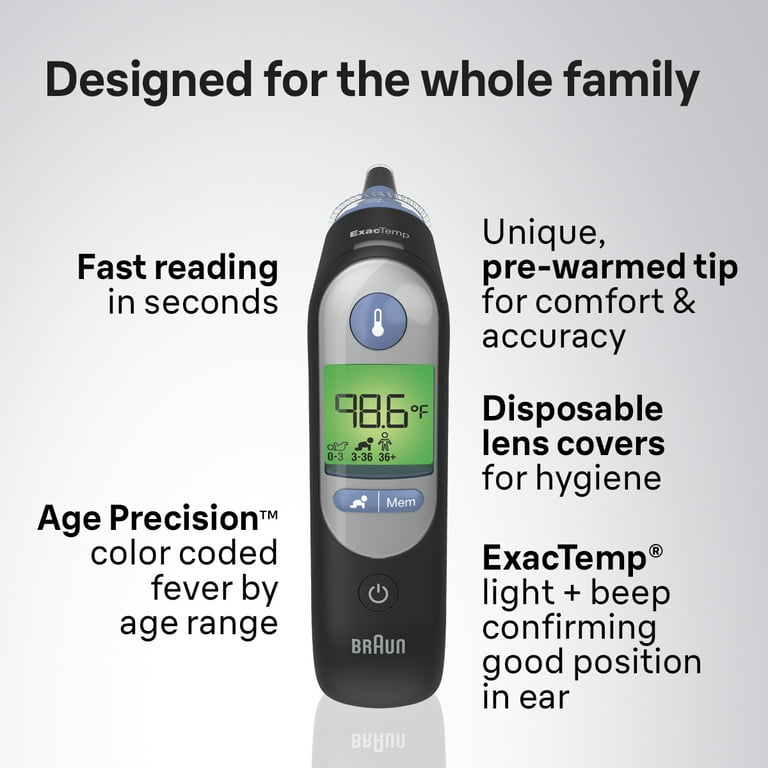 Braun ThermoScan 7 Thermometer, Black IRT6520BUS, Ear