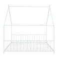thumbnail image 5 of Jopath Full Size Bed Metal Floor Bed,Full House Bed Frame Floor Bed Frame,With Roof With Headboard And Footboard With Slats Support For Kids Toddler White, 5 of 9