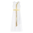 thumbnail image 5 of YONGHS Womens Praise Dance Dress Sleeveless Asymmetrical Worship Lyrical Dance Costume White S, 5 of 7