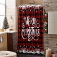thumbnail image 3 of Shower Curtain 48"W x 72"L Merry Christmas Snowflakes Red Plaid Fabric Shower Curtains Set with Hooks Water Repellent Bathroom Curtains Machine Washable Bathroom Accessories, 3 of 7
