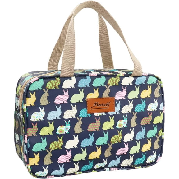 Travel Toiletry Bag, Large Makeup Cosmetic Bag Water-resistant Travel Organizer for Toiletries, Makeup Brushes, Accessories Colorful Rabbit