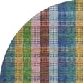 thumbnail image 4 of HomeRoots 676467 8 ft. Navy Blue, Green & Gold Plaid Washable Round Area Rug with UV Protection, 4 of 9