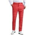 thumbnail image 2 of gbyLJF Men's Plaid Pants Skinny Dress Pants for Men Slim Fit Suit Pants Casual Business Checked Plaid Pants, 2 of 6
