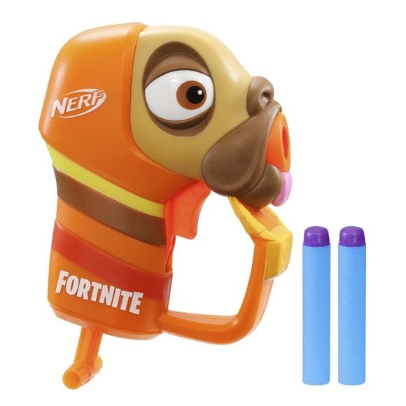 Nerf Fortnite Micro Doggo Mini Dart-Firing Blaster -- Fortnite Doggo Outfit Design -- Includes 2 Official Nerf Elite Darts