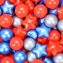 Ball Pit Balls Plastic Stars for Ball Pit BPA Free Plastic Balls Crush and Smash Proof Balls 100pcs 2.2" Set for Toddlers for Play Tent Tunnel (Red Blue Silver)