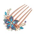 thumbnail image 1 of Peineta de flores Unique Bargains con incrustaciones de diamantes de imitación azul cielo, 1 of 7