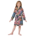 thumbnail image 6 of FORMRS Niños Bathrobe Unisex Hooded Robe Soft Plush Pajamas Sleepwear, Size 10-12T, Vibrant Blooming Flowers, 6 of 7
