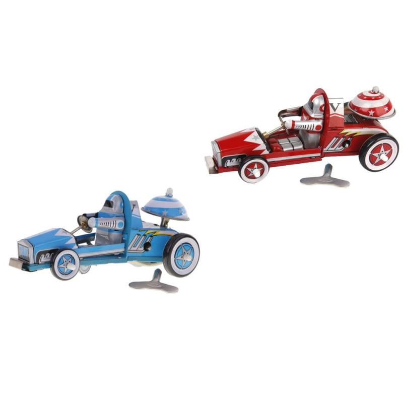 Classic Racing Car Racer Tin Toy Collectible Kid Wind Up Toy Clockwork Red 