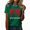 thumbnail image 5 of Women's 9/11 25th Anniversary T-Shirt Patriotic Memorial Graphic Tee 9/11 25th Anniversary Tshirt We Will Never Forget Short Sleeve Tee, 5 of 5