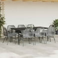 thumbnail image 3 of vidaXL 9 Piece Patio Dining Set with Cushions Gray Poly Rattan Glass, 3 of 10