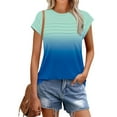 thumbnail image 2 of Annhoo Womens Tops Casual Short Sleeve Multicolor Tunic Blouse Striped Crew Neck Summer Dressy Clothes Basic T-Shirts, 2 of 8