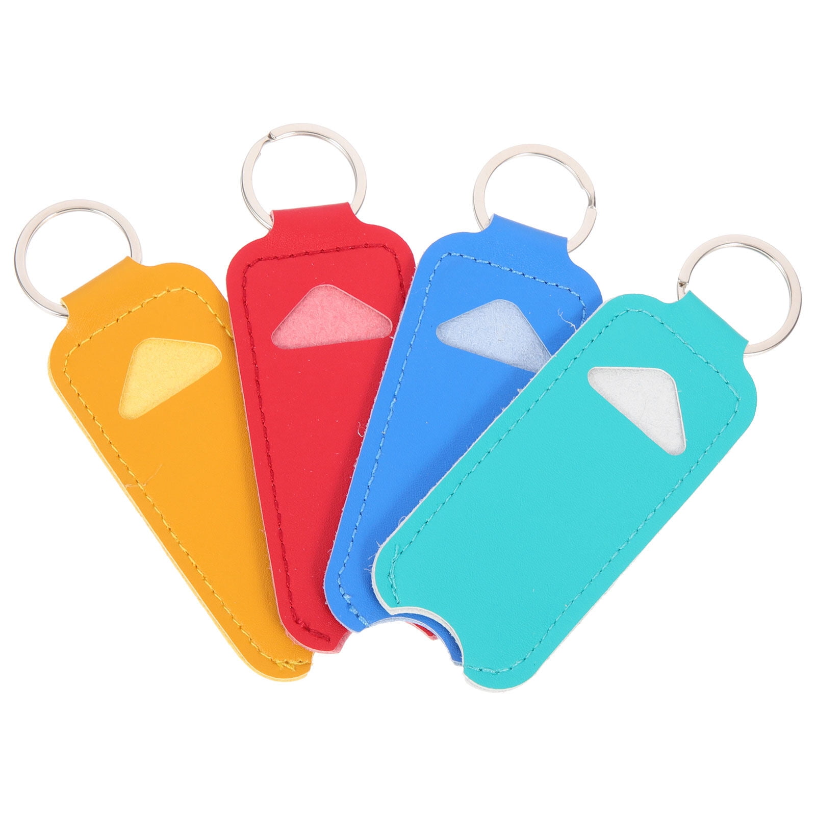 4Pcs Chapstick Holder PU Lipstick Storage Bag Portable Keychain