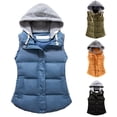 thumbnail image 3 of Women Autumn Winter Warm Down Vest Zip Button Pocket Removable Hooded Waistcoat, 3 of 8