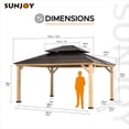 thumbnail image 3 of Sunjoy Missouri Collection 13 ft. x 15 ft. Cedar Framed Gazebo with Brown Steel 2-tier Hip Roof Hardtop, 3 of 9