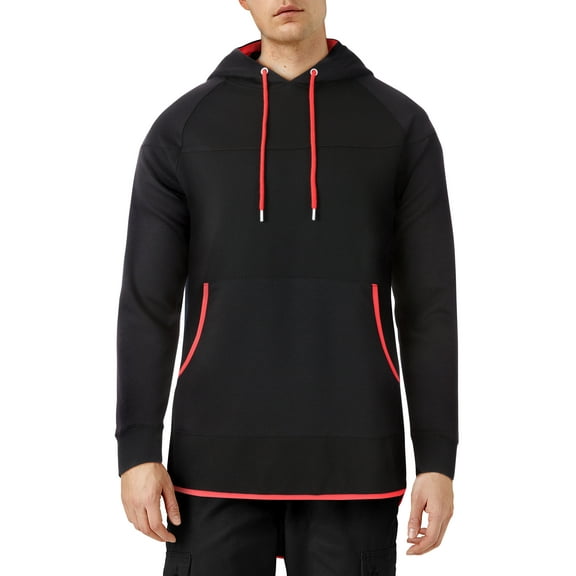 Ma Croix Mens Athletic Mesh Trim Accent Pull Over Hoodie Sweater