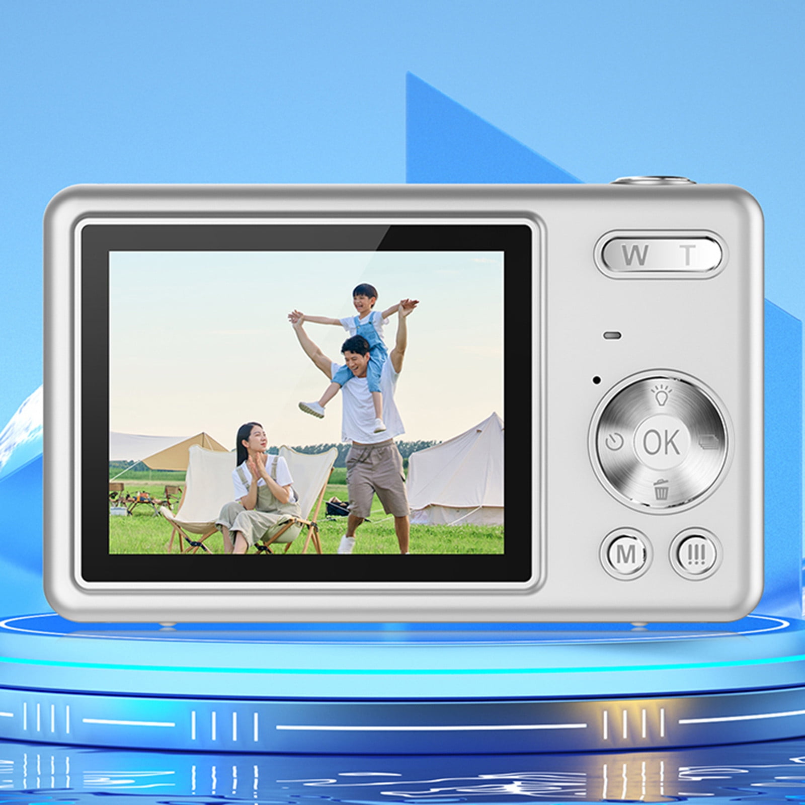 Digital Camera 1080p HD, Up To 48MP Interpolation, Electronic Stabilization, 16x Digital Zoom, 2.4‑Inch LCD, Night Flash, Face Detect, MicroSD Up To 64GB, Rechargeable, Compact Student Portable
