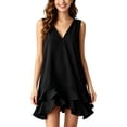 thumbnail image 2 of YuXingFu formal Dresses for Women Mini V-Neck Plus Size Womens Dress Sleeveless for Home Casual Summer Black S, 2 of 9