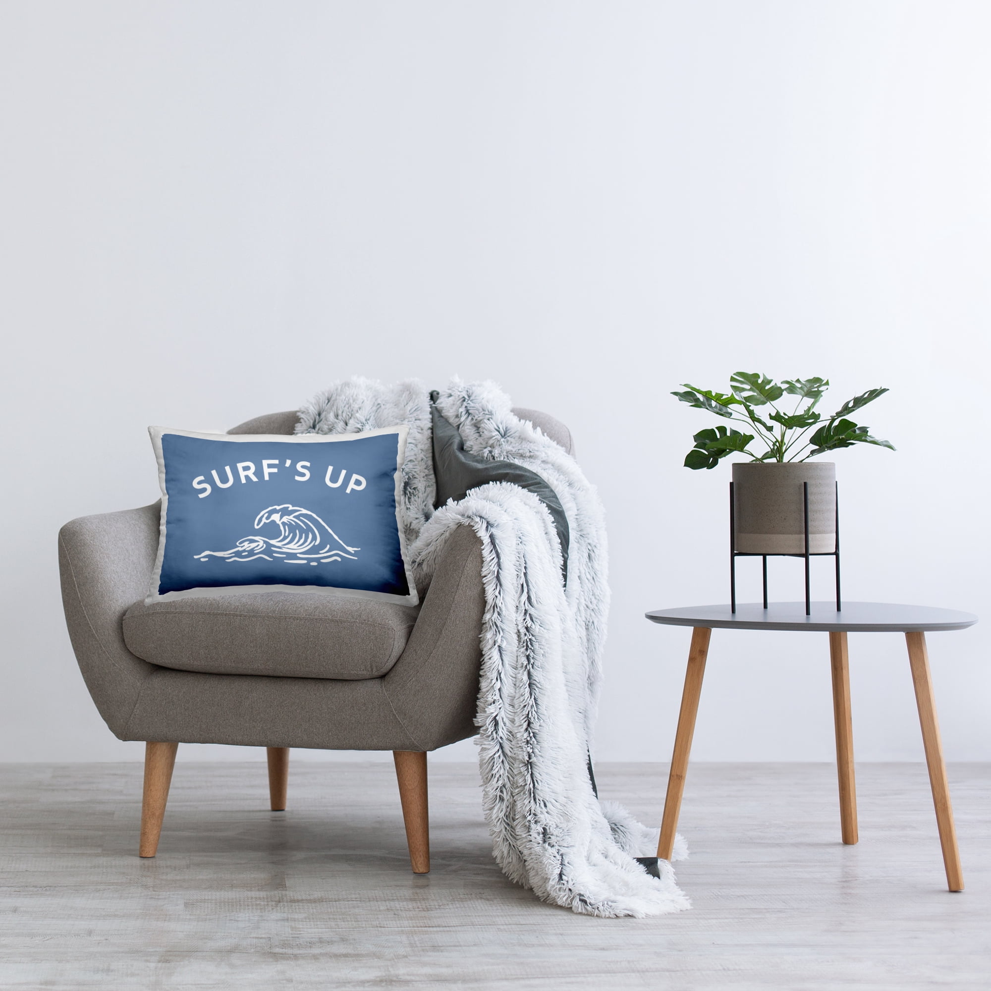 Stupell Industries Surf's Up Blue & White Decorative Printed Throw Pillow, 14 x 20