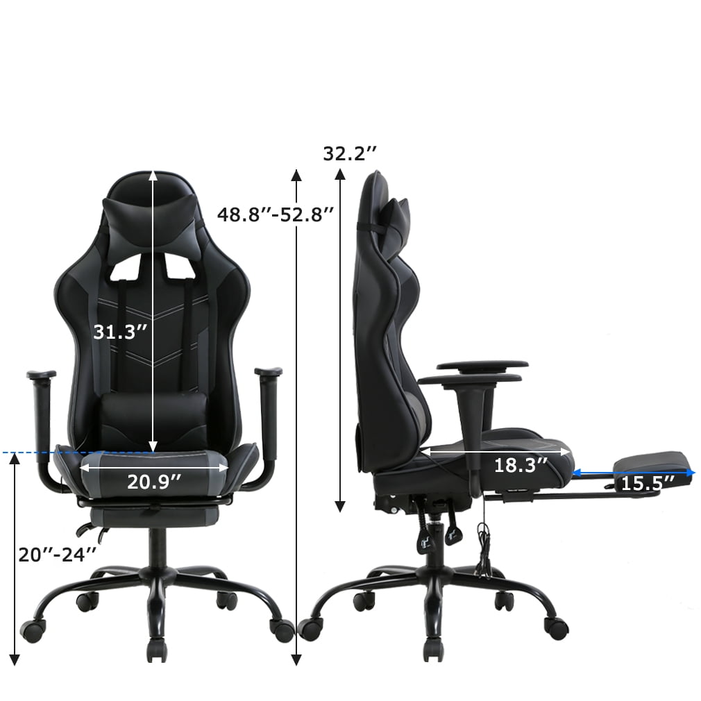BestOffice Ergonomic Gaming Chair, Lumbar Support, Rolling Swivel for Women, Men(Black)