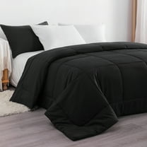 Flxxie Ultra Soft Down Alternative Comforter, Twin, 68x90 inch, Black Quilted Duvet Insert