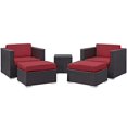 thumbnail image 1 of Modway Ensemble de Mobilier de Patio Extérieur en Osier Rotin 5 Pcs, Couleur Espresso Rouge, 1 of 6