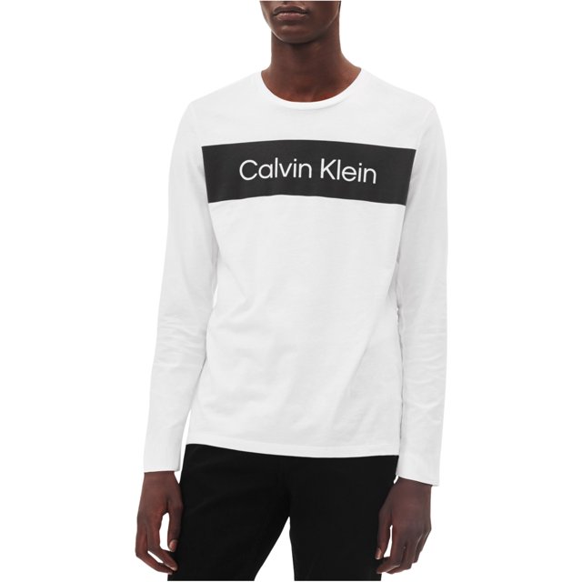 Camiseta gráfica con logotipo de bloque de color Calvin Klein para hombre blanca extragrande