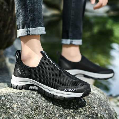 

Fashion Men Mesh Casual Sport Shoes Slip-On Mountaineering Soft Bottom Sneakers Note Please Buy One Or Two Sizes Larger