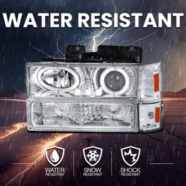 Black Projector Headlights + Corner Lights + Bumper Lights For 94-98 GMC C/K Sierra Suburban