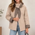 thumbnail image 4 of Alkepwun Detachable Hooded Jackets for Women Plaid Lining Inside Hood and Cuffs Zip Up Snap Button Loose Fit Casual Jacket with Pockets for Daily Wear Outdoor Activities, 4 of 7