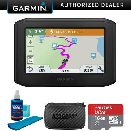 Garmin Zumo 396LMT-S Motorcycle GPS Navigator Bundle with GPS, Hard EVA Case, MicroSD HC 16GB C10 U1 With SD Adapter and Screen