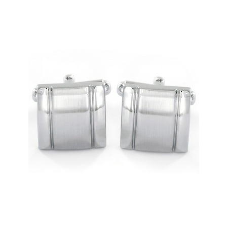 Men's Square Grooved Stainless Steel Cufflinks
