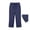 Dark Blue, variant on JFGHDG Cotton Linen Capri Pants for Women Tailored Split Button Elastic Drawstring Waist Straight Leg Capris Light Weight Summer Casual with Side Pockets Beige L